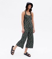 New Look Black Ditsy Floral Strappy Back Crop Jumpsuit